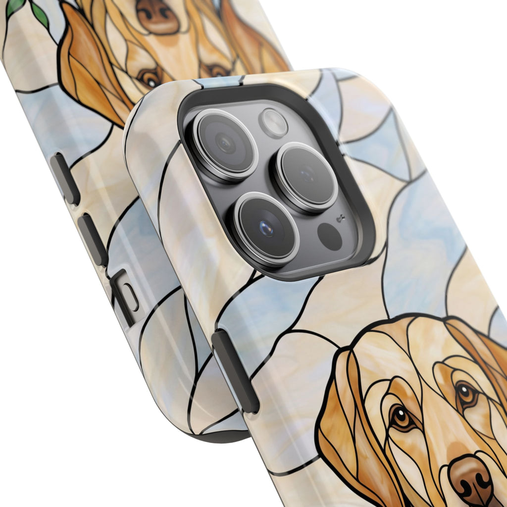Floral Stained Glass Labrador Phone Case — Tough Magnetic Case with Wireless Charging