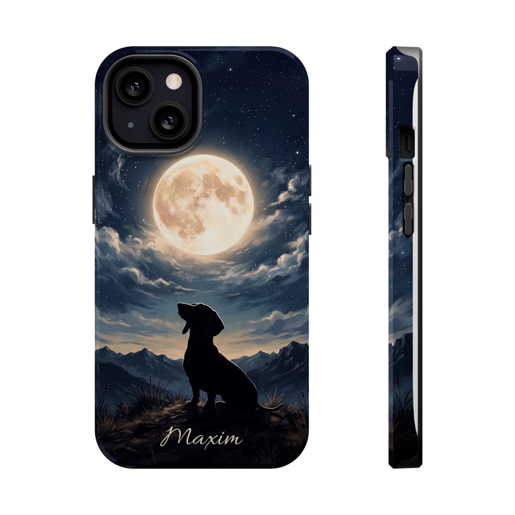 Personalized Dachshund Moonlight Phone Case — Wireless Charging Cover