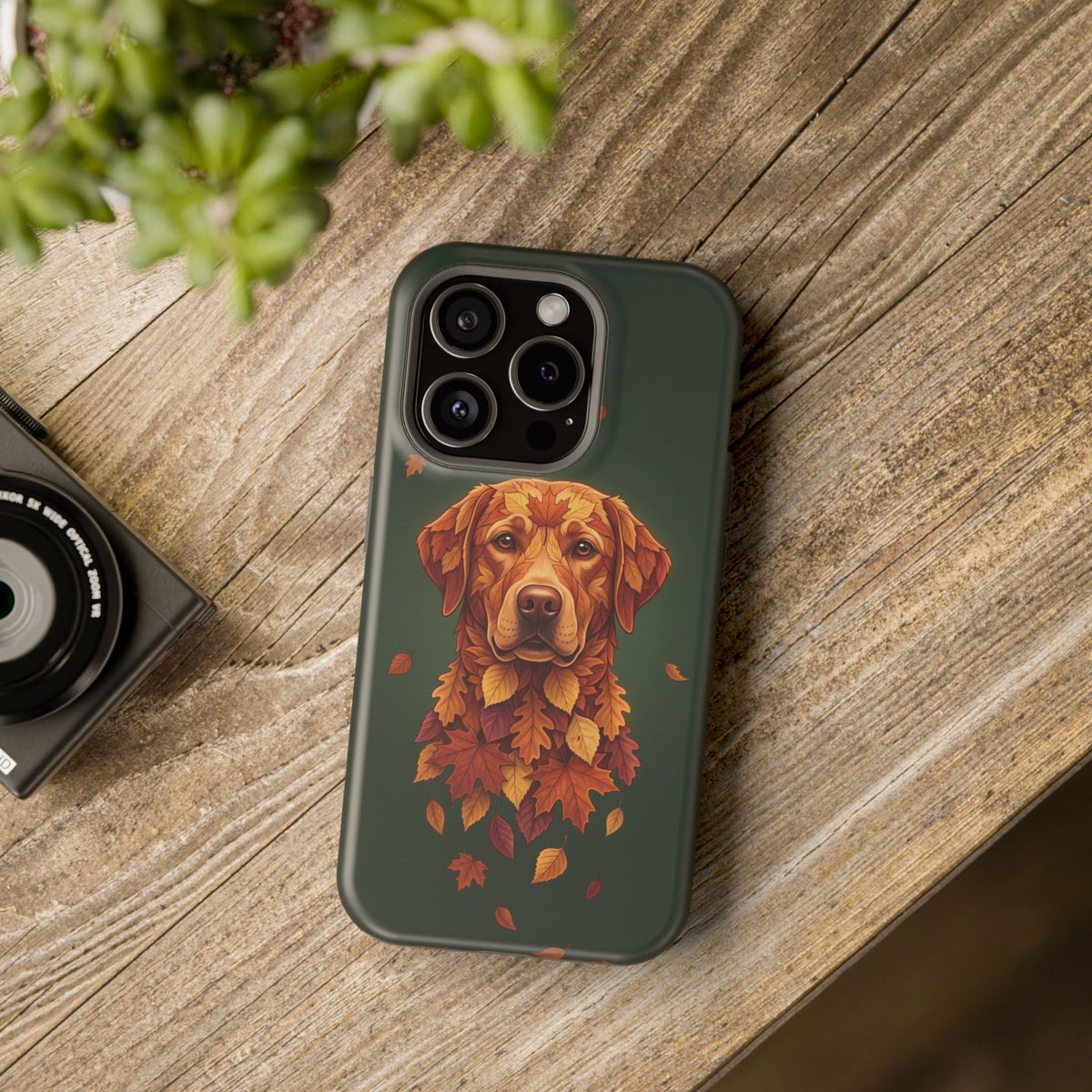 Autumn Leaves Labrador Phone Case — Tough Magnetic Case with Wireless Charging