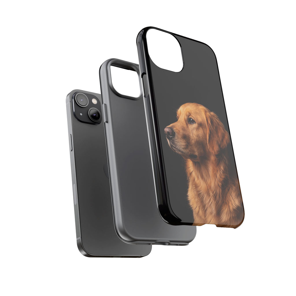 Golden Retriever Portrait Phone Case | Realistic Dog Photo on Black Background | iPhone & Samsung