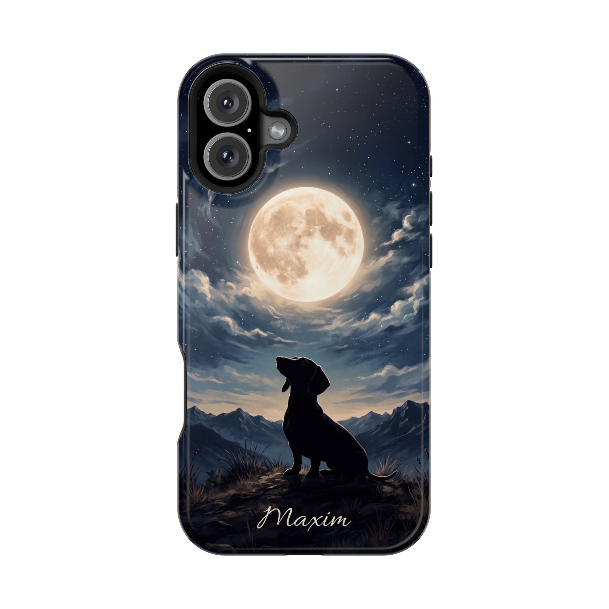 Personalized Dachshund Moonlight Phone Case — Wireless Charging Cover