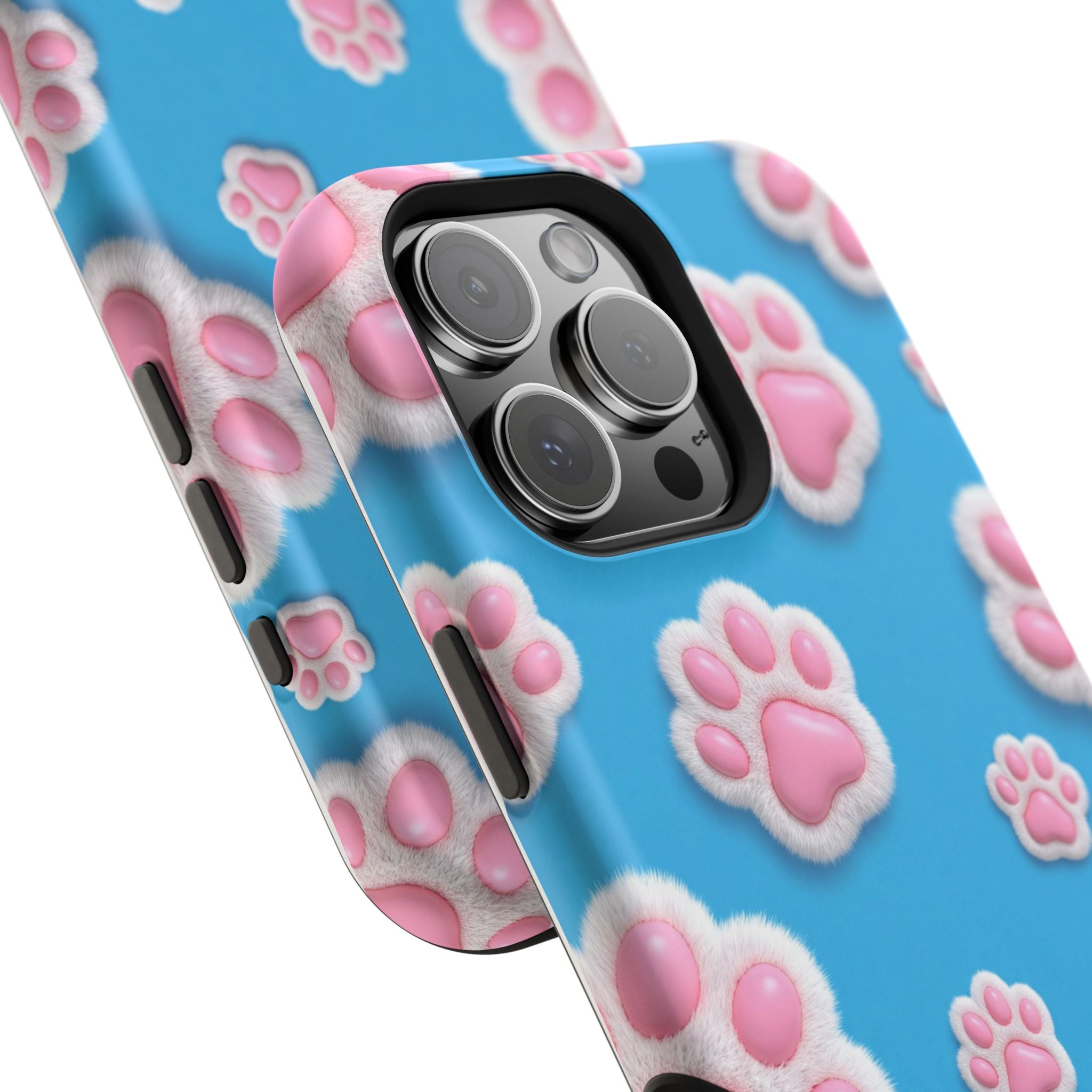 Fluffy Paw Print Phone Case | Cute 3D Pink Paw Pattern Case for Dog & Cat Lovers | iPhone & Samsung