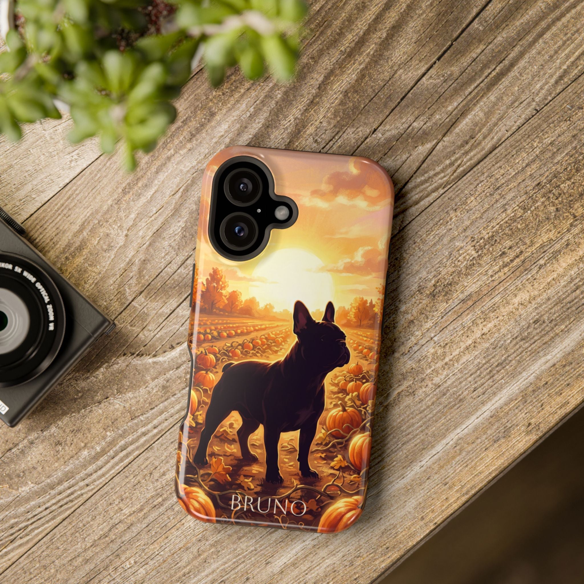 Personalized French Bulldog Pumpkin Patch Phone Case — Wireless Charging Cover