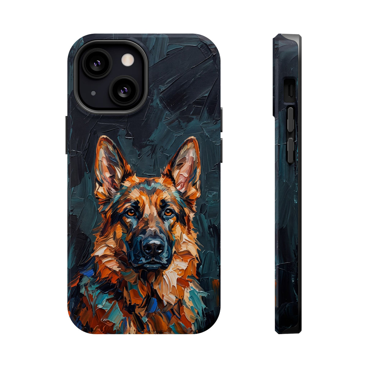 German Shepherd Phone Case | Palette Knife Painting Art — Tough Magnetic Case with Wireless Charging