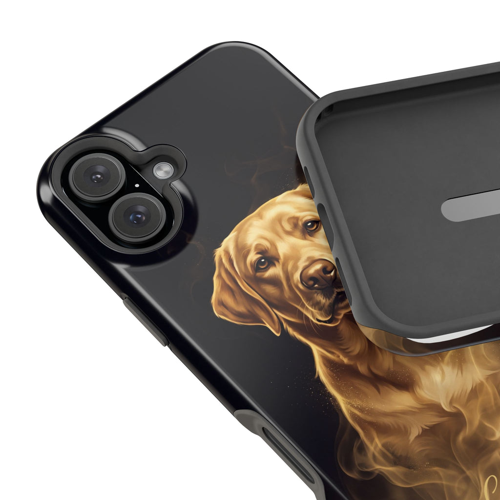 Personalized Gold Smoke Labrador Phone Case — Tough Magnetic Case with Wireless Charging