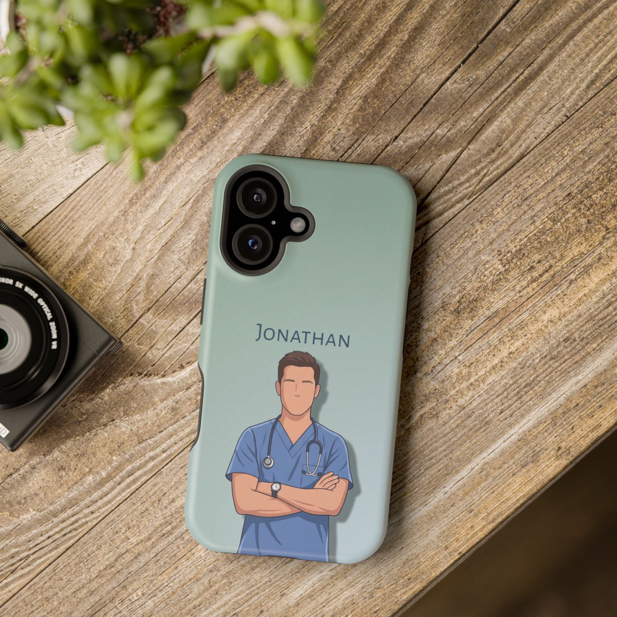 Personalized Nurse Portrait Phone Case — Impact-Resistant Wireless Charging Cover