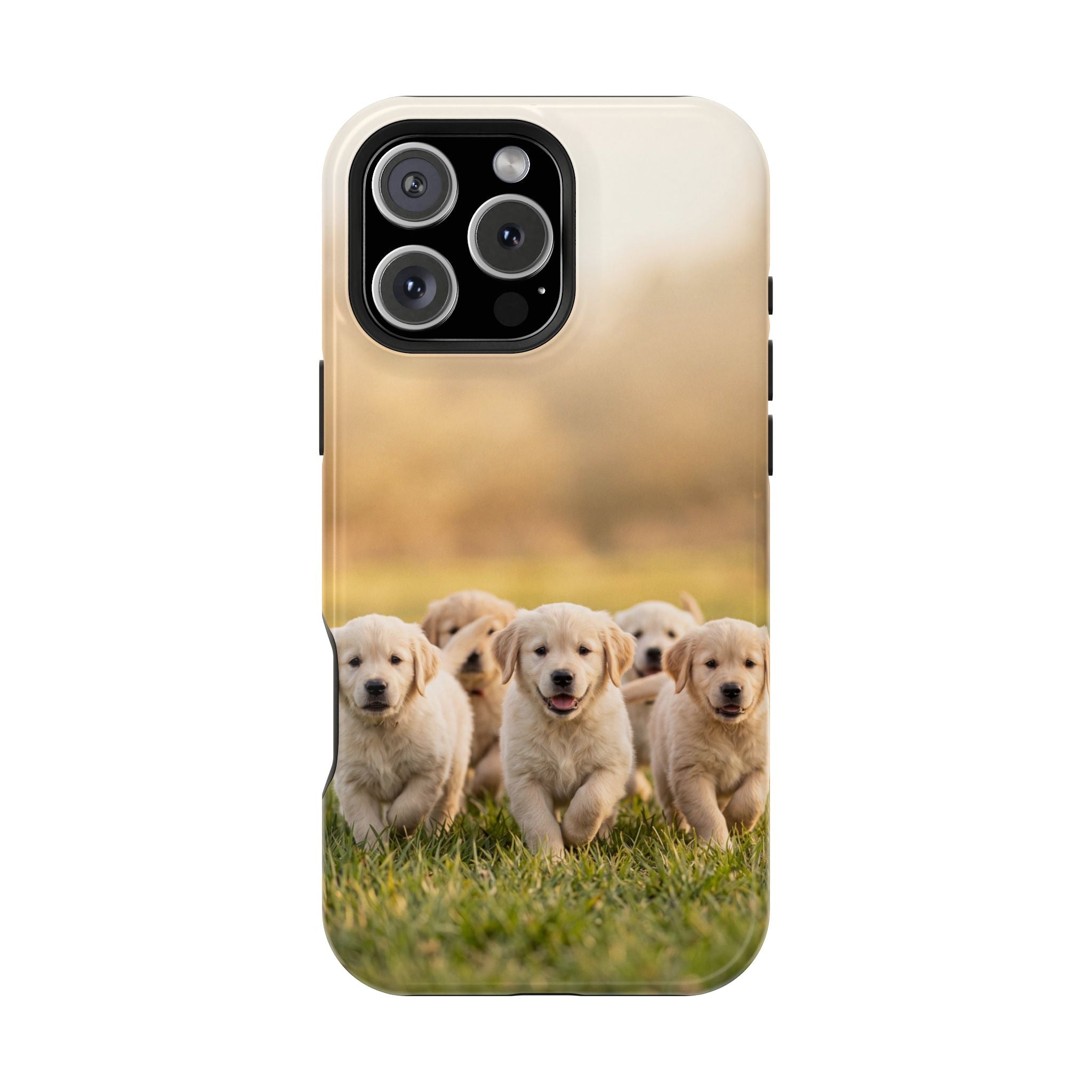 Golden Retriever Puppies Phone Case — Impact-Resistant Wireless Charging Cover
