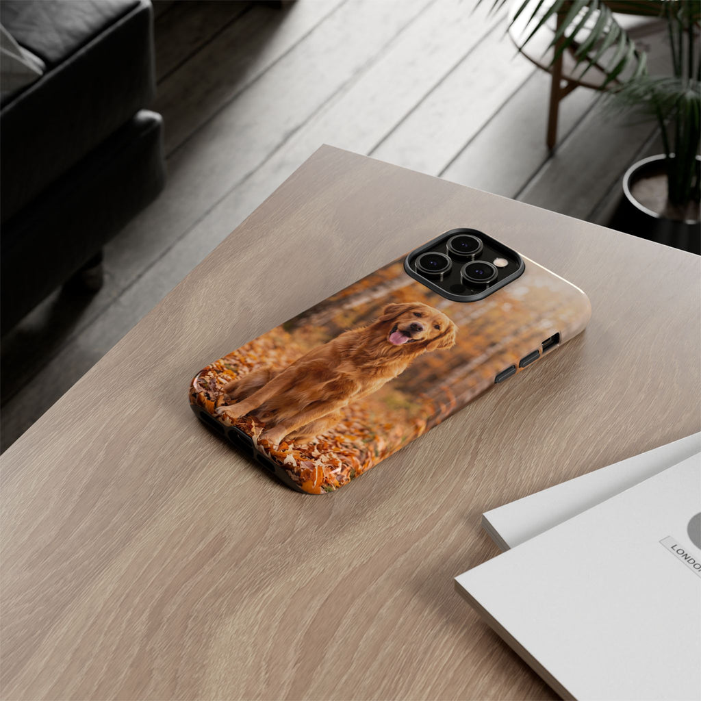 Golden Retriever Autumn Forest Phone Case | Happy Dog in Fall Foliage | Samsung & iPhone