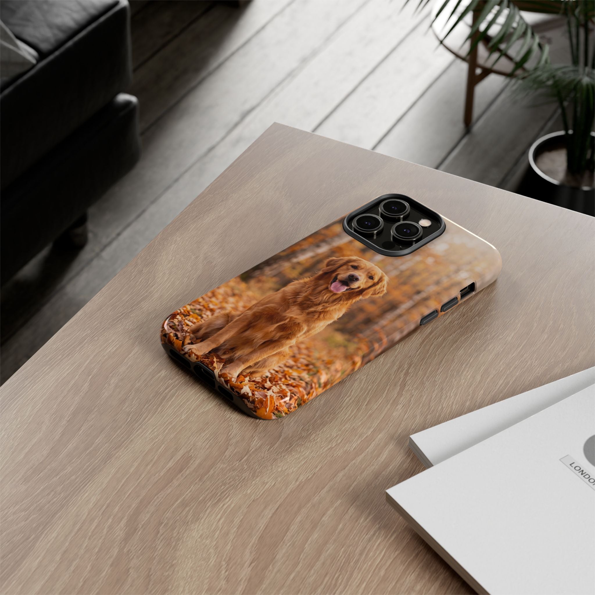 Golden Retriever Autumn Forest Phone Case | Happy Dog in Fall Foliage | Samsung & iPhone