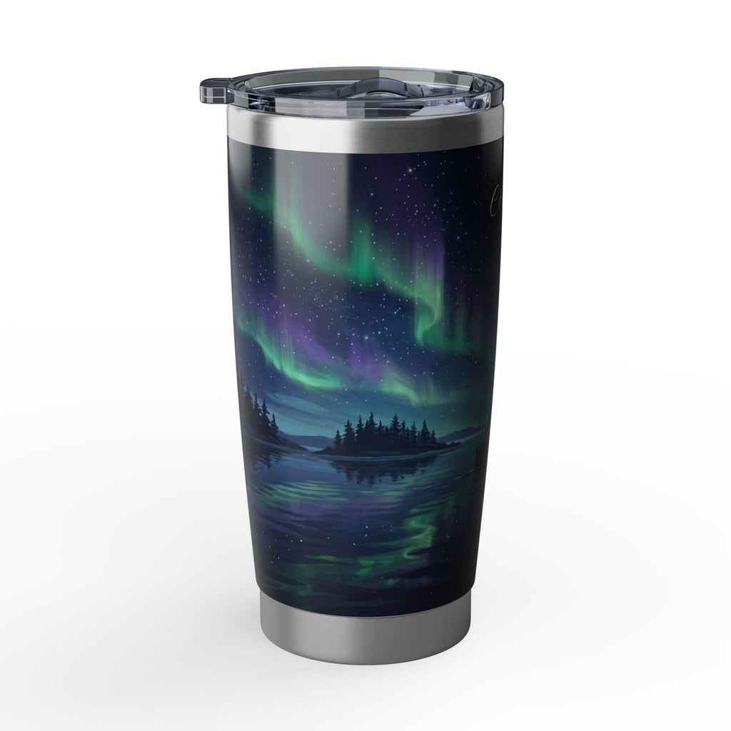Sailing Personalized Tumbler | Aurora Borealis Art — 20 oz Stainless Travel Mug
