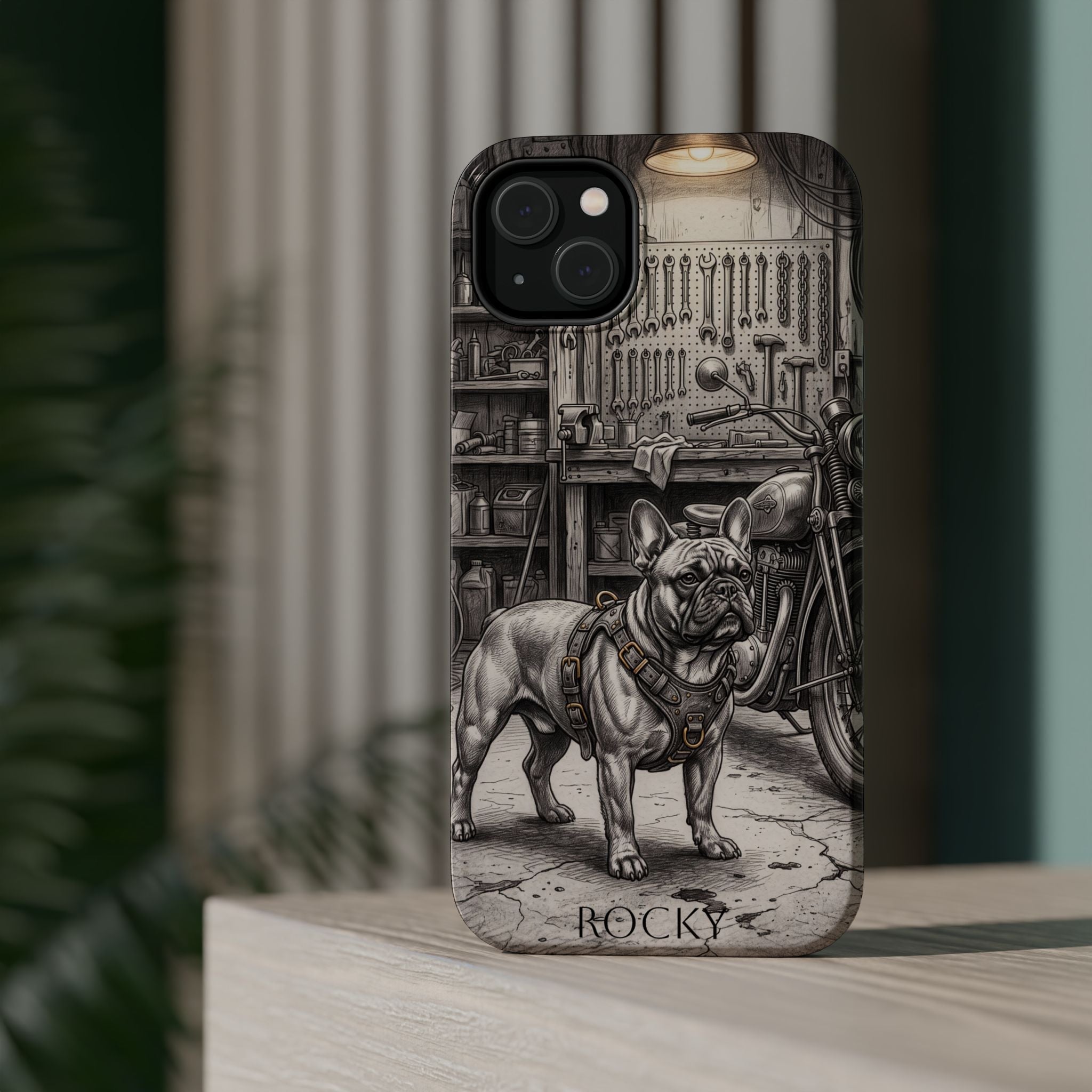 Personalized French Bulldog Vintage Street Phone Case — Wireless Charging Cover
