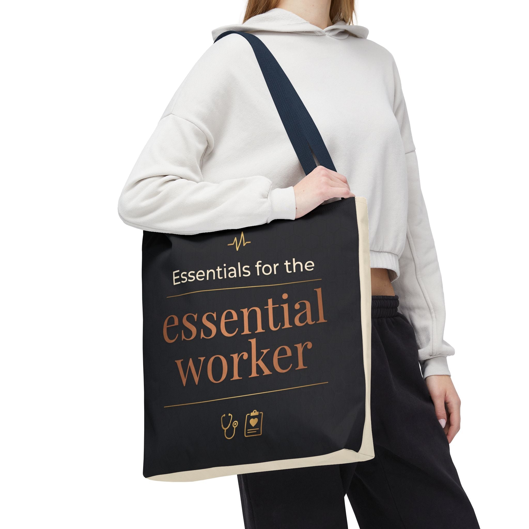 Essentials for the Essential Worker Tote | Healthcare Worker Gift Tote Bag | Nurse Doctor Appreciation Gift | Premium Polyester Carry-All