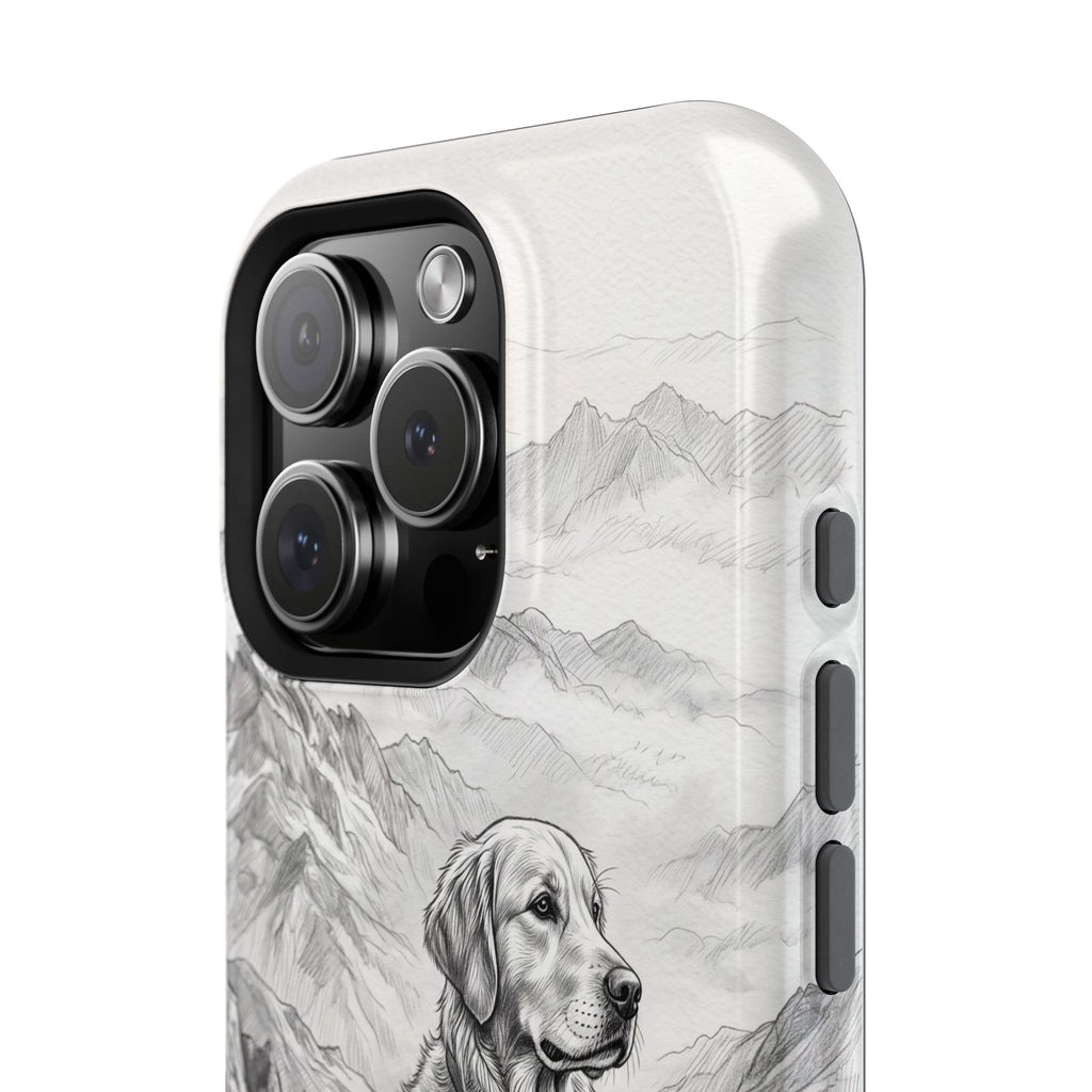 Personalized Golden Retriever Mountain Peak Phone Case — Wireless Charging Cover