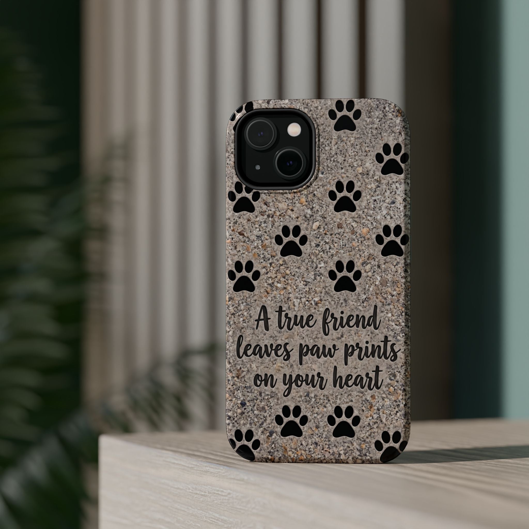 A True Friend Leaves Paw Prints Phone Case — Impact-Resistant Wireless Charging Cover