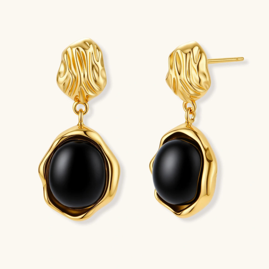 Ripple Drop Agate Earrings