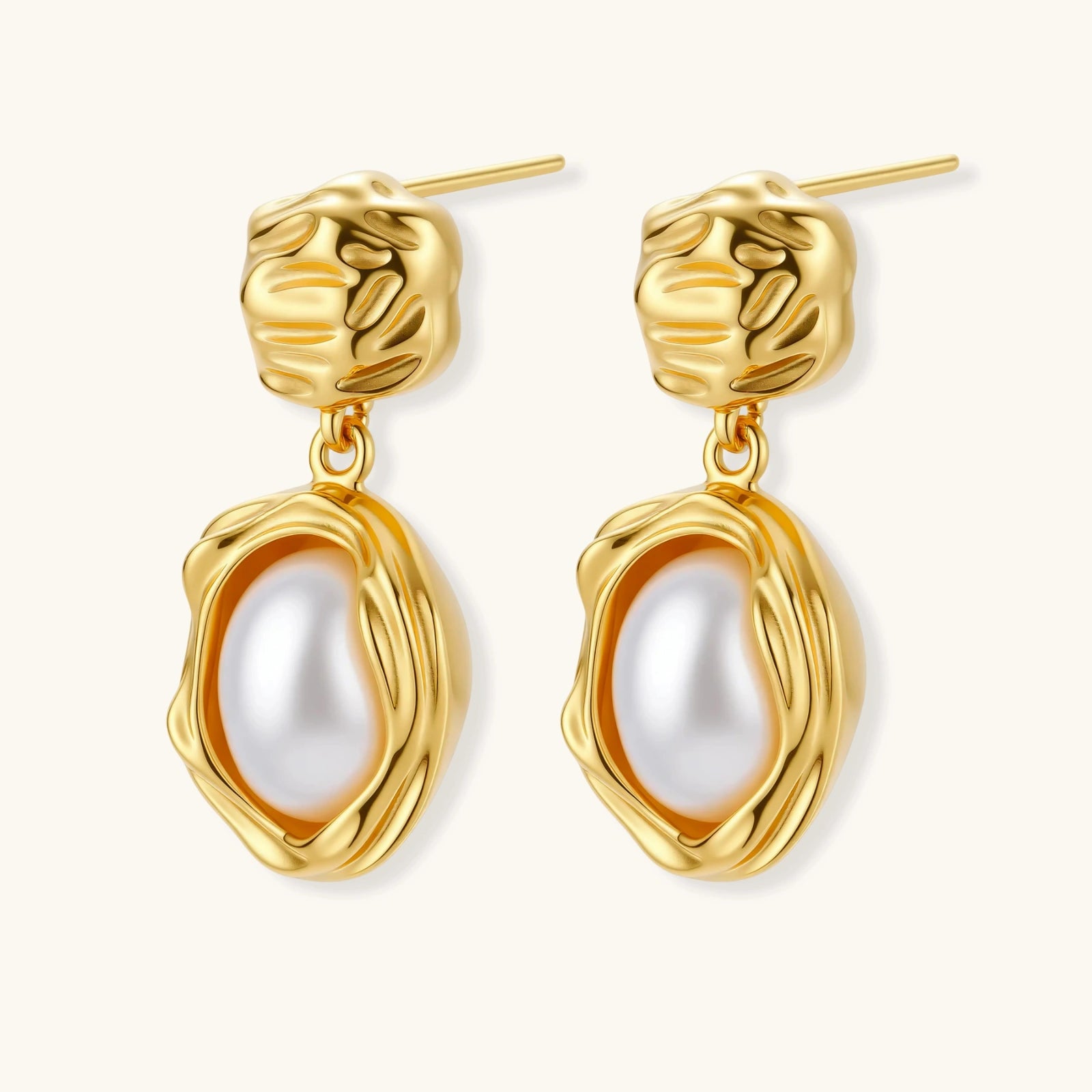 Golden Bloom Pearl Drop Earrings