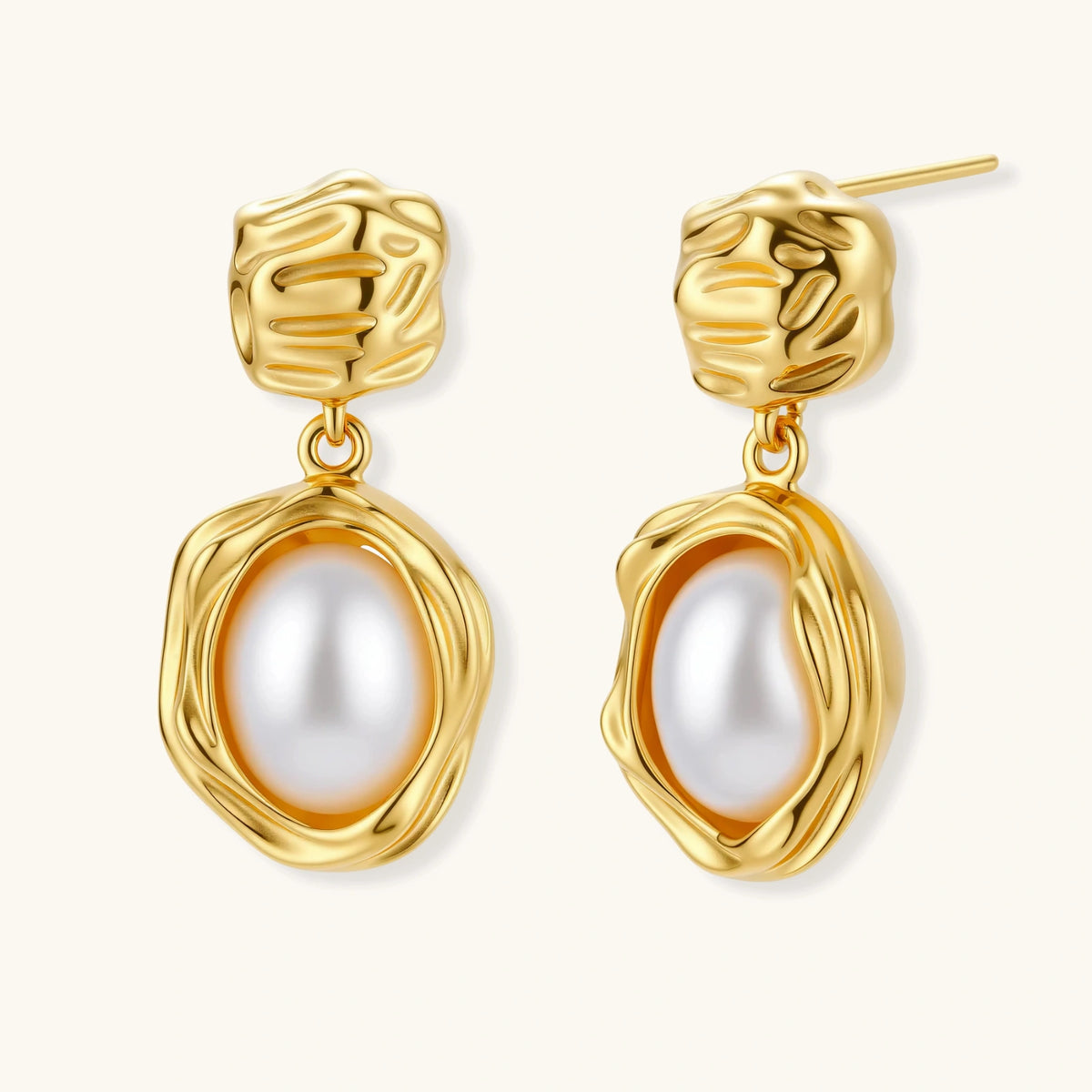 Golden Bloom Pearl Drop Earrings