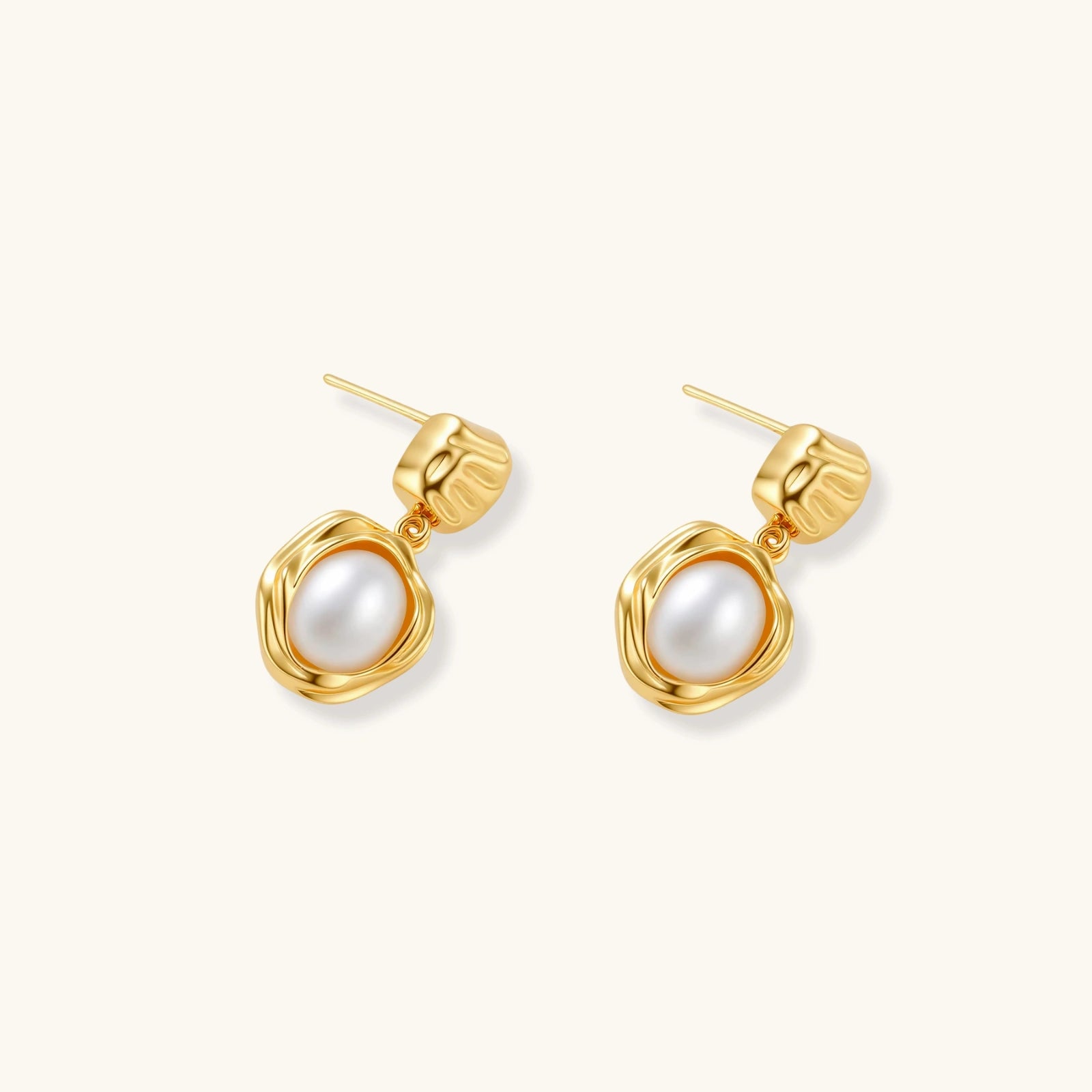 Golden Bloom Pearl Drop Earrings