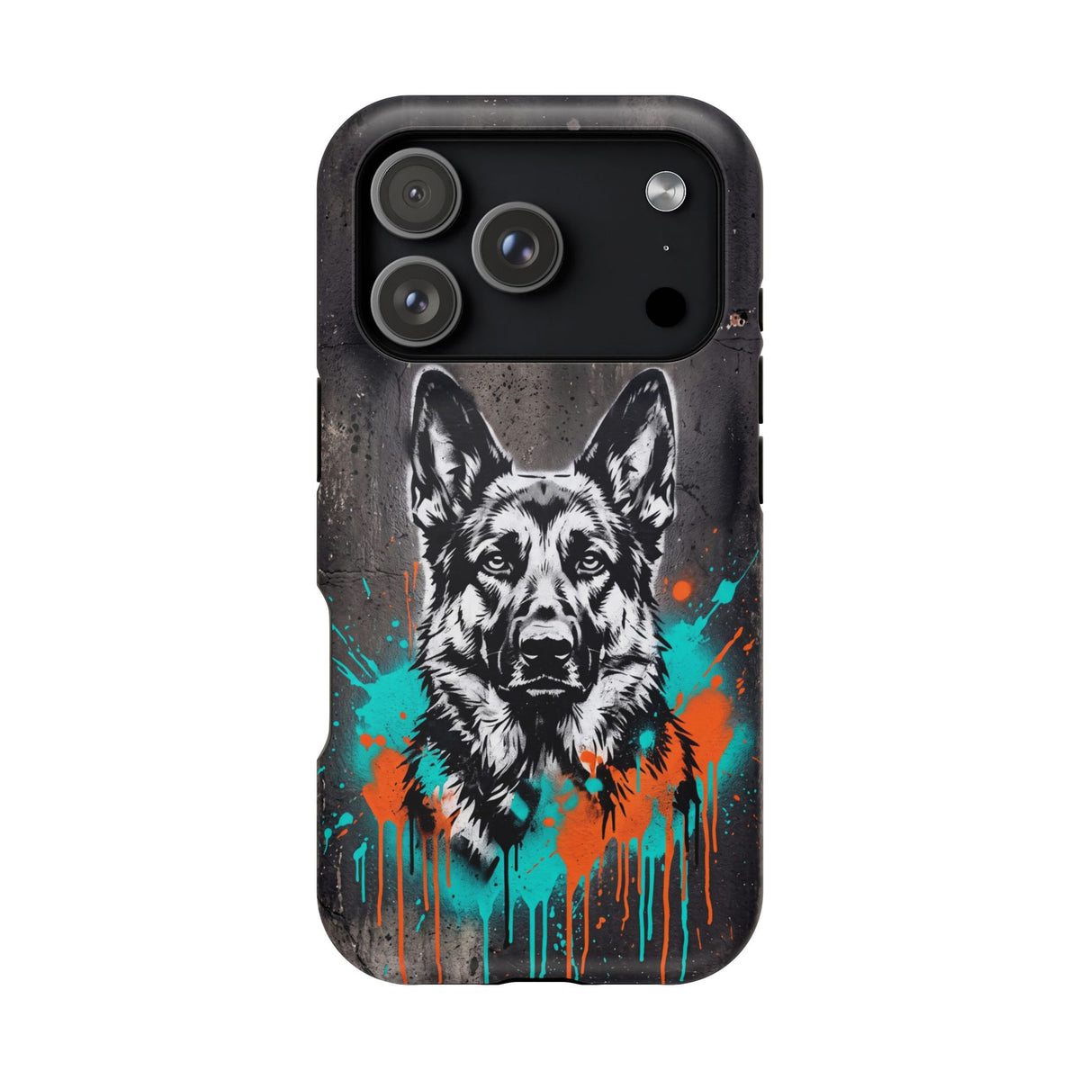 German Shepherd Phone Case | Graffiti Street Art — Tough Magnetic Case with Wireless Charging