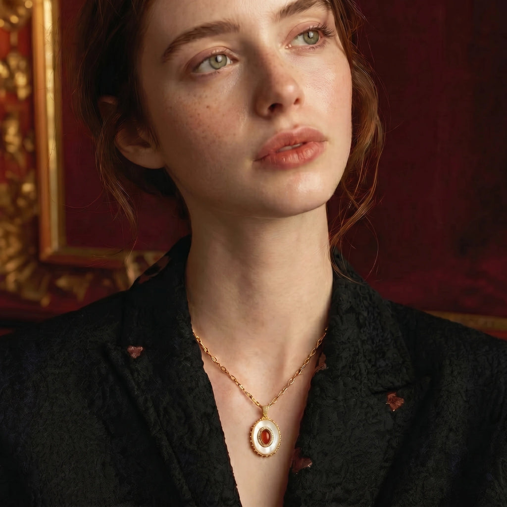 Amber Cameo Pendant Necklace