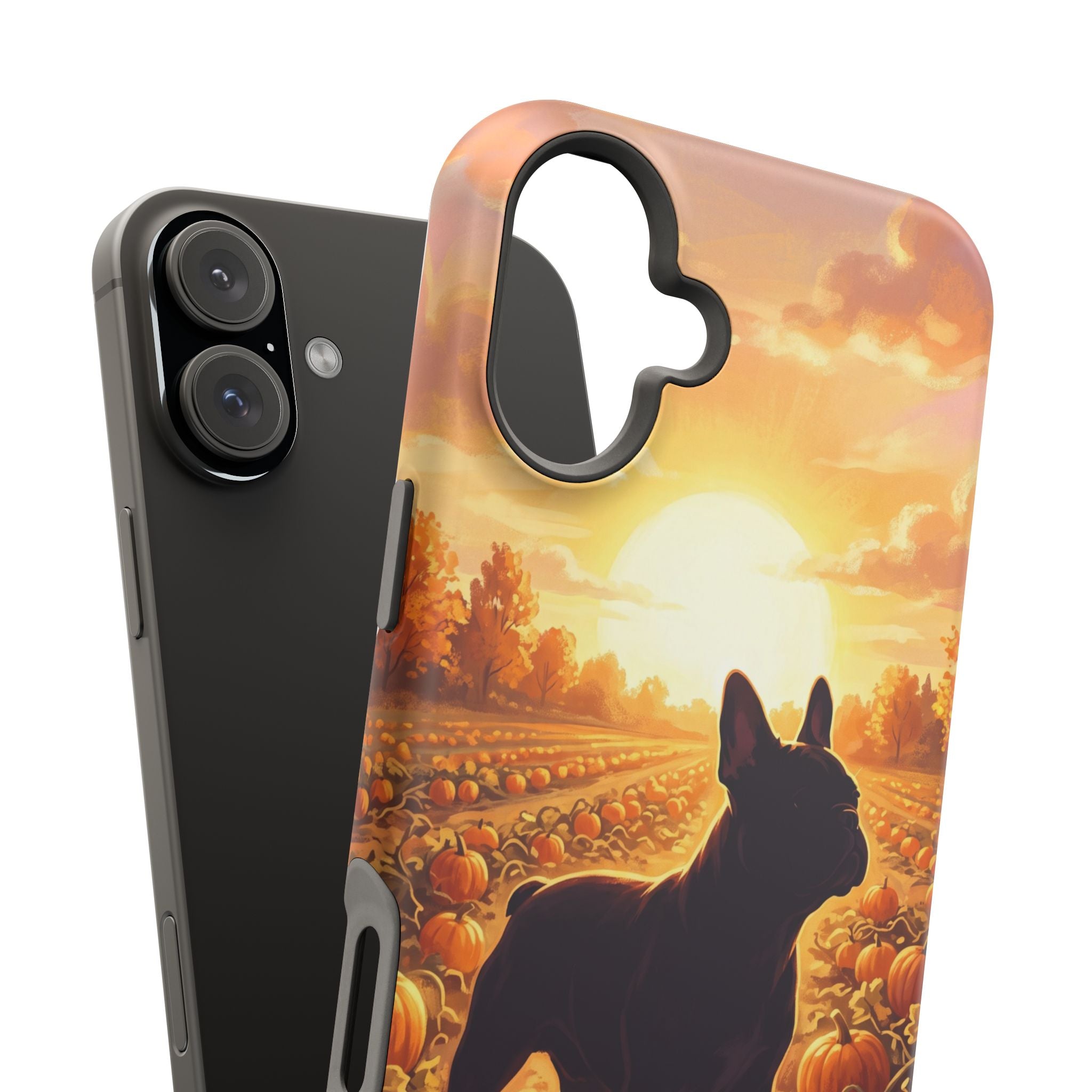 Personalized French Bulldog Pumpkin Patch Phone Case — Wireless Charging Cover