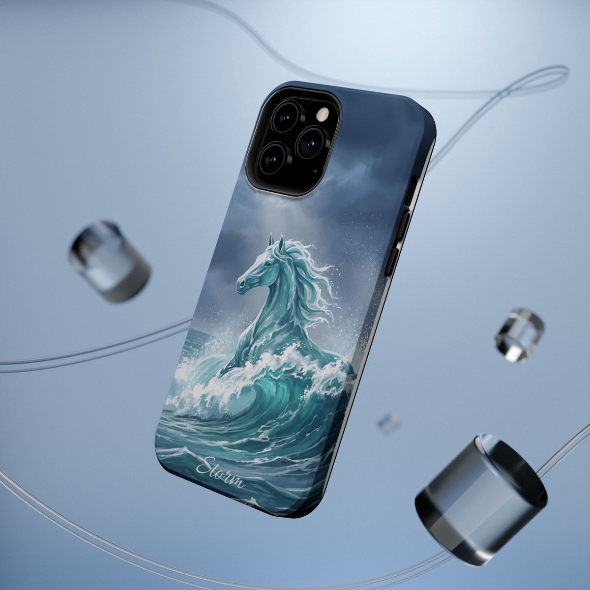 Personalized Ocean Wave Horse Phone Case — Tough Magnetic Case with Wireless Charging