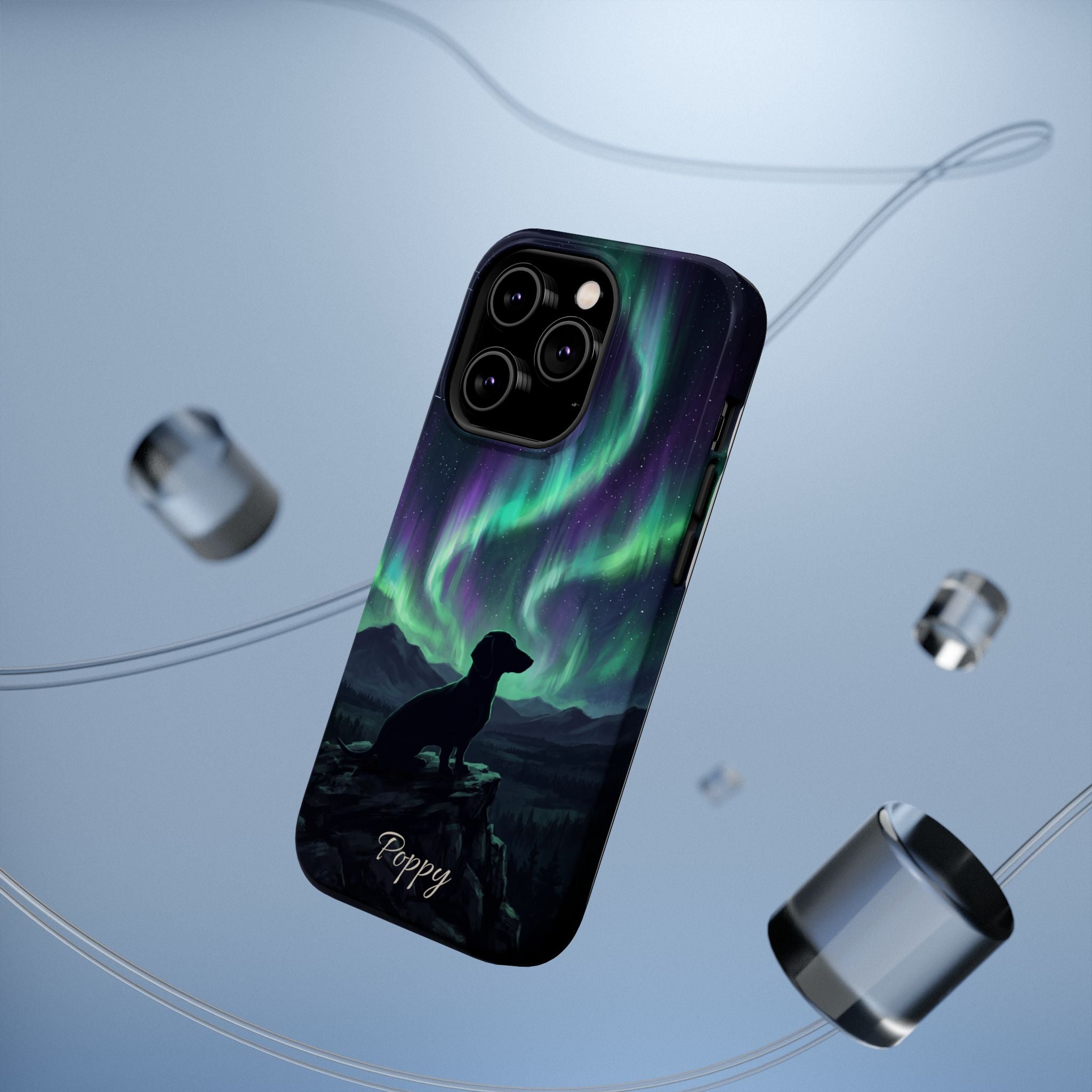 Personalized Dachshund Northern Lights Phone Case — Wireless Charging Cover