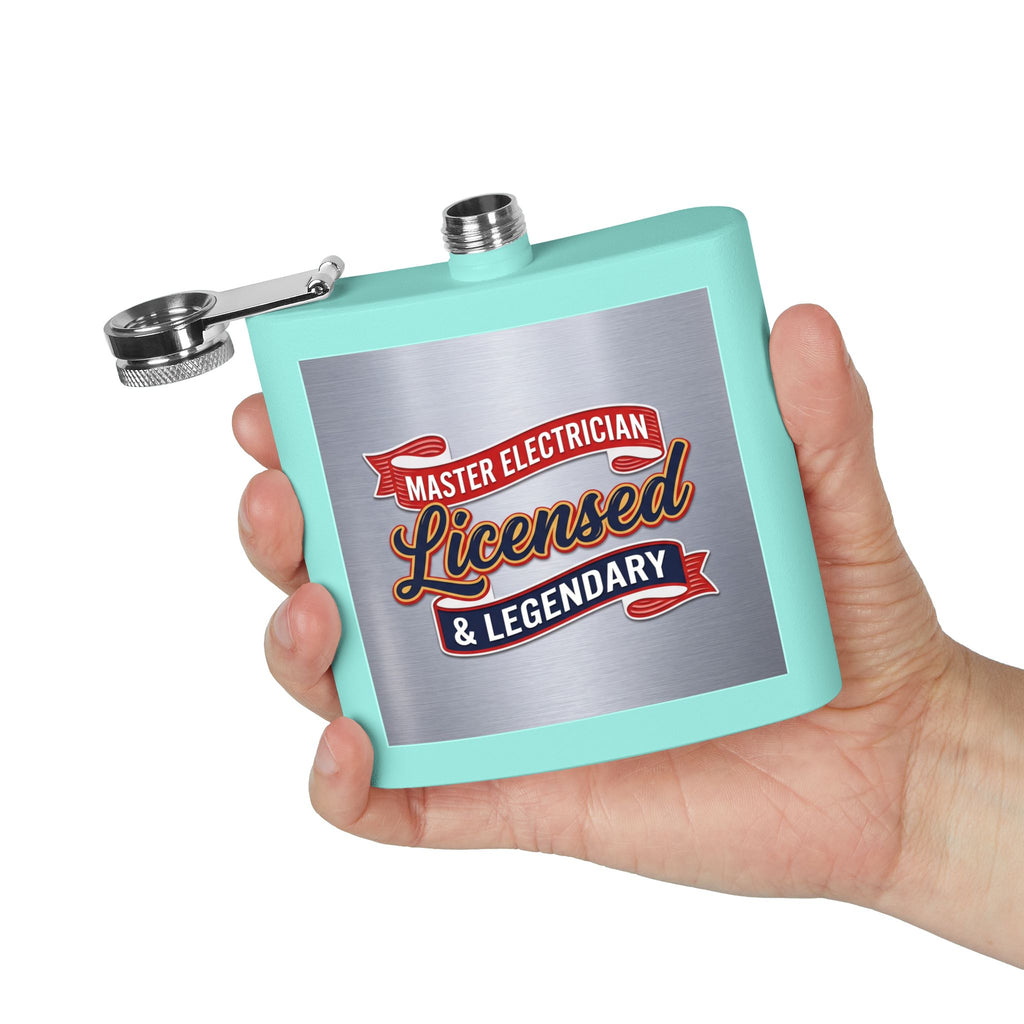Flask — "Master Electrician: Licensed & Legendary" (Crest Edition) 6oz Stainless Steel Hip Flask