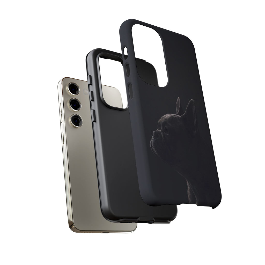 Silhouette French Bulldog Phone Case | Minimalist Black-on-Black Frenchie Profile | iPhone & Samsung