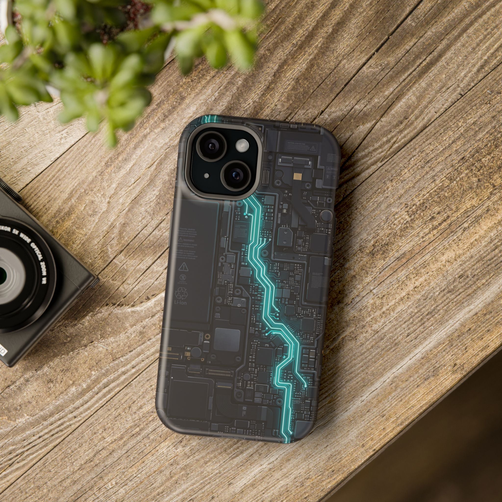 Cyan Bolt Electrician Phone Case — Electric Circuit Wireless Charging Cover