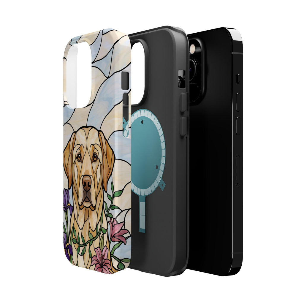 Floral Stained Glass Labrador Phone Case — Tough Magnetic Case with Wireless Charging