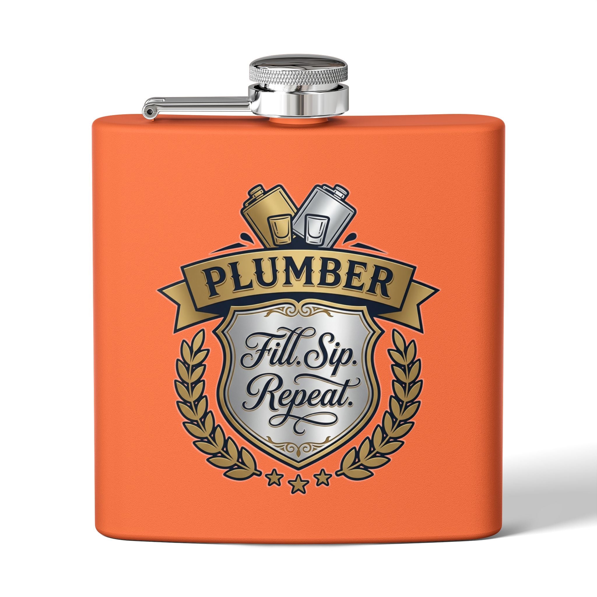Flask — "Fill. Sip. Repeat." 6oz Stainless Steel Hip Flask