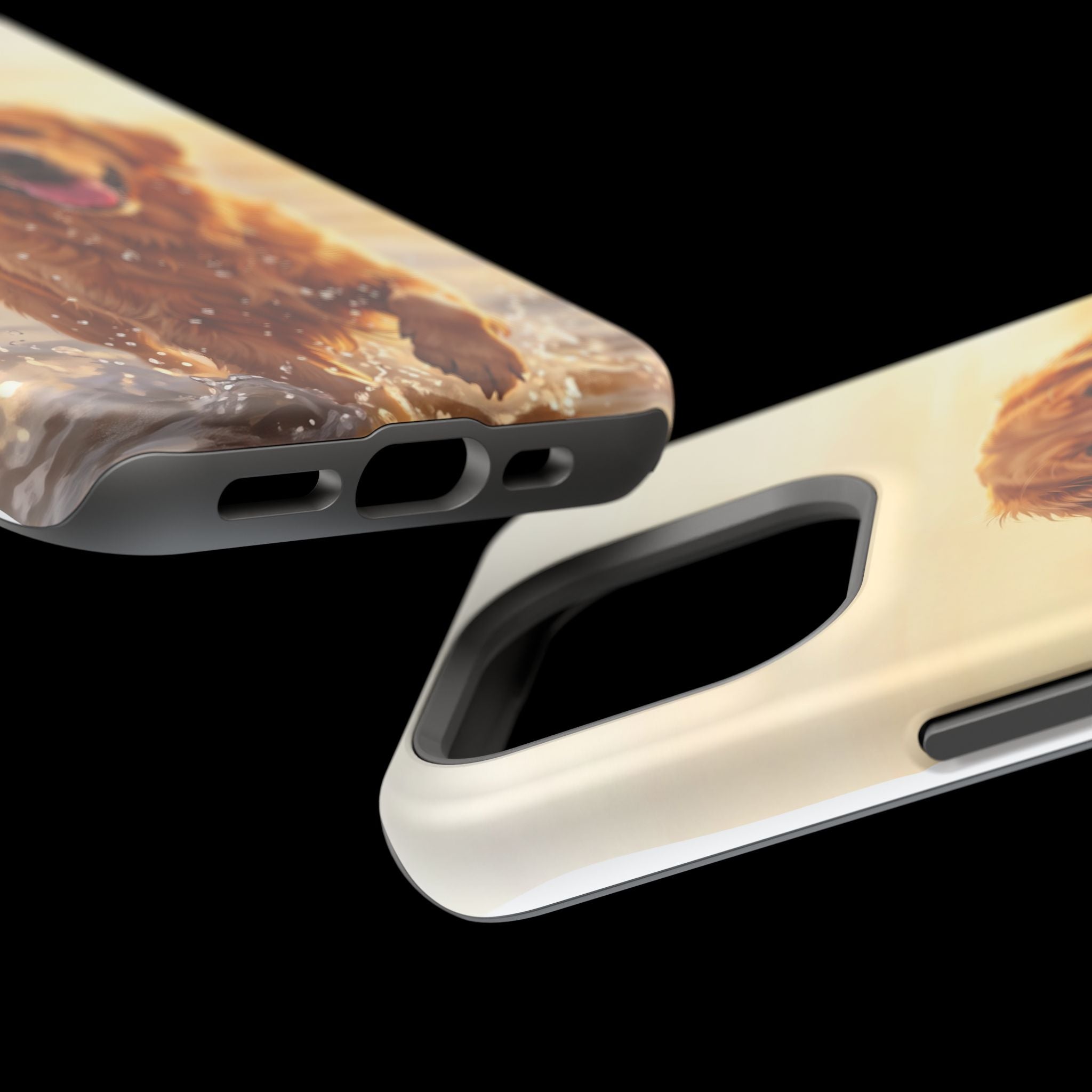 Beach Golden Retriever Phone Case — Impact-Resistant Wireless Charging Cover