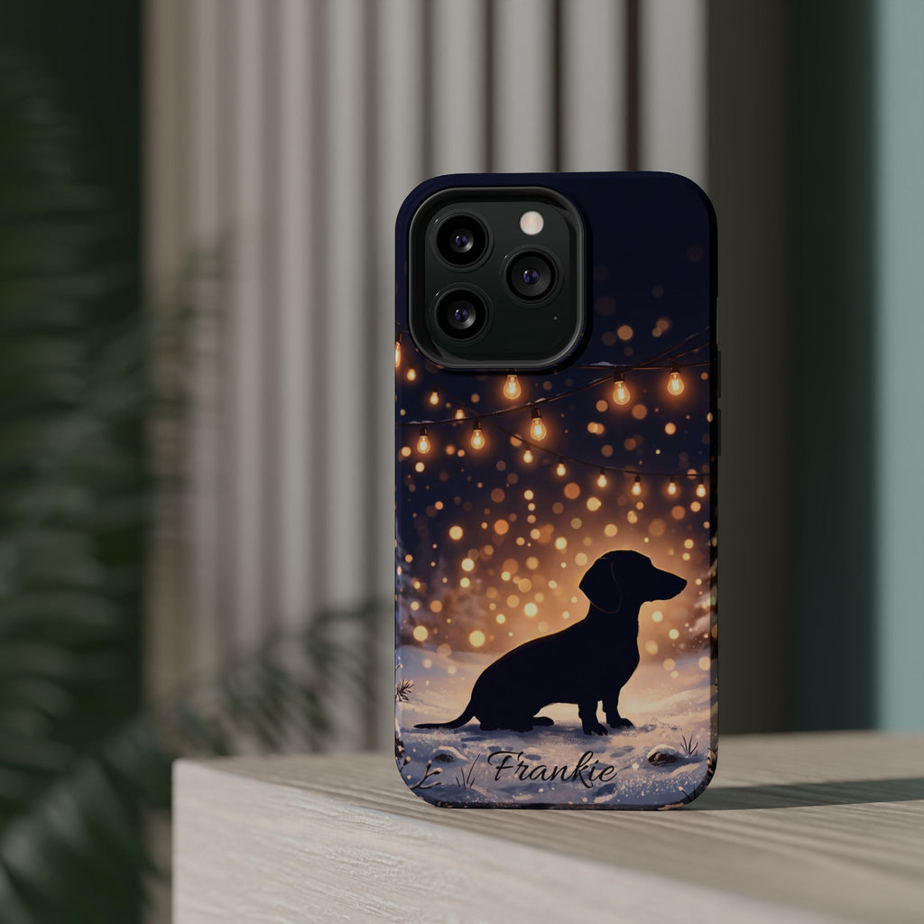 Personalized Dachshund Golden Sparks Phone Case — Wireless Charging Cover