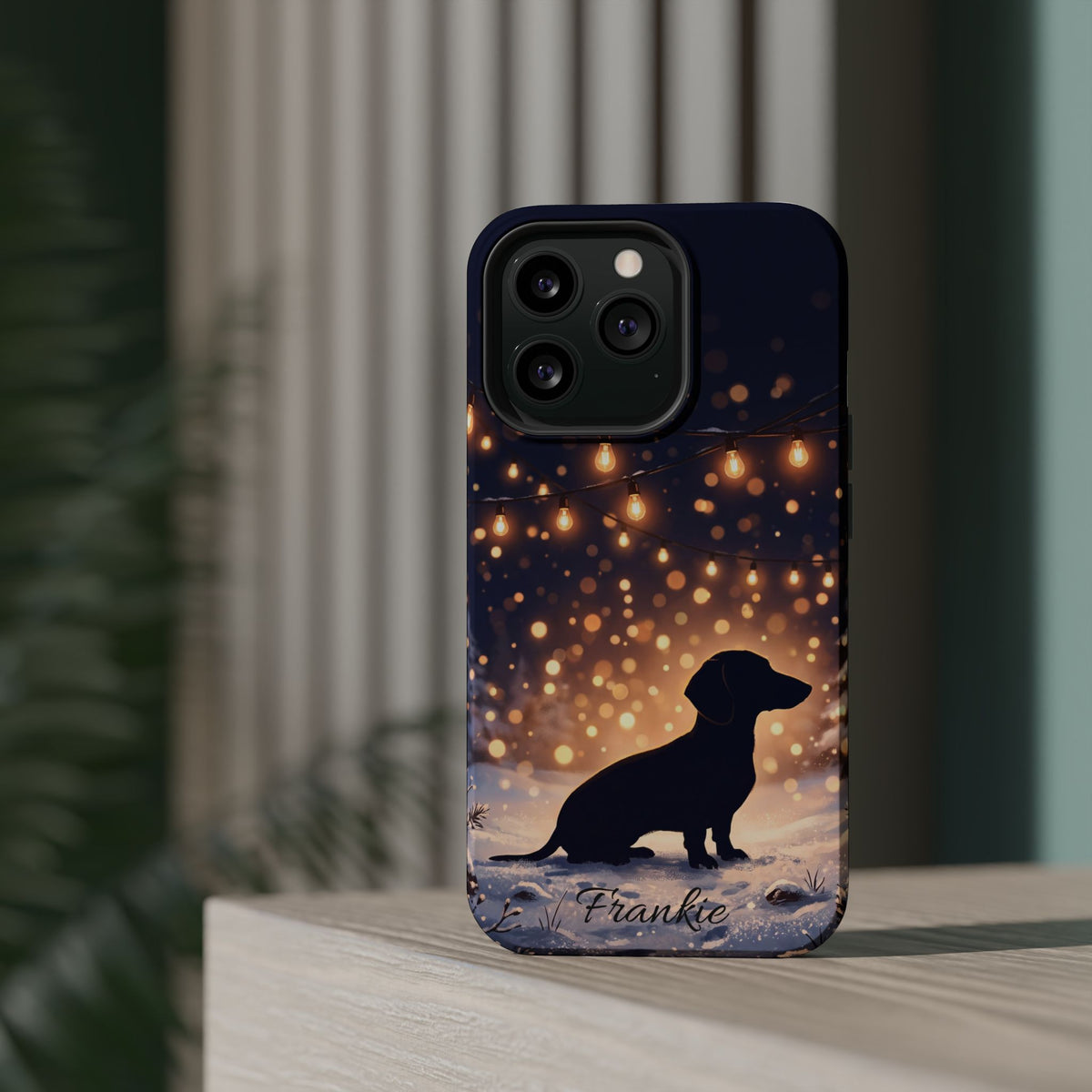 Personalized Dachshund Golden Sparks Phone Case — Wireless Charging Cover