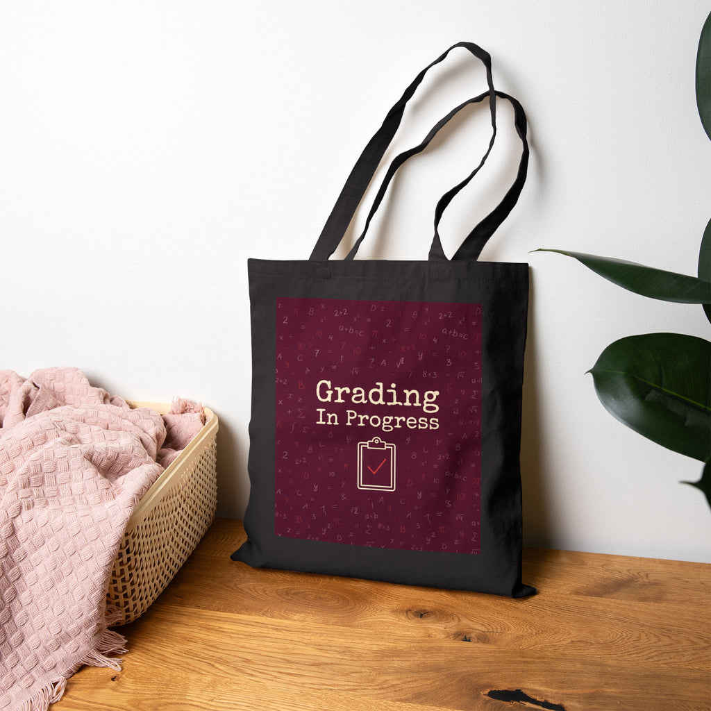 Grading In Progress | Teacher Tote Bag | Teacher Canvas Tote, Funny Teacher Gift for Graders