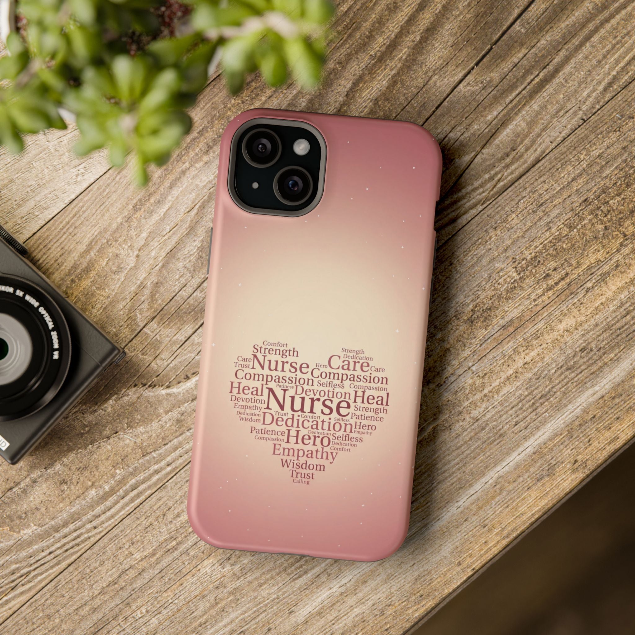 Nurse Heart Word Art Phone Case — Impact-Resistant Wireless Charging Cover