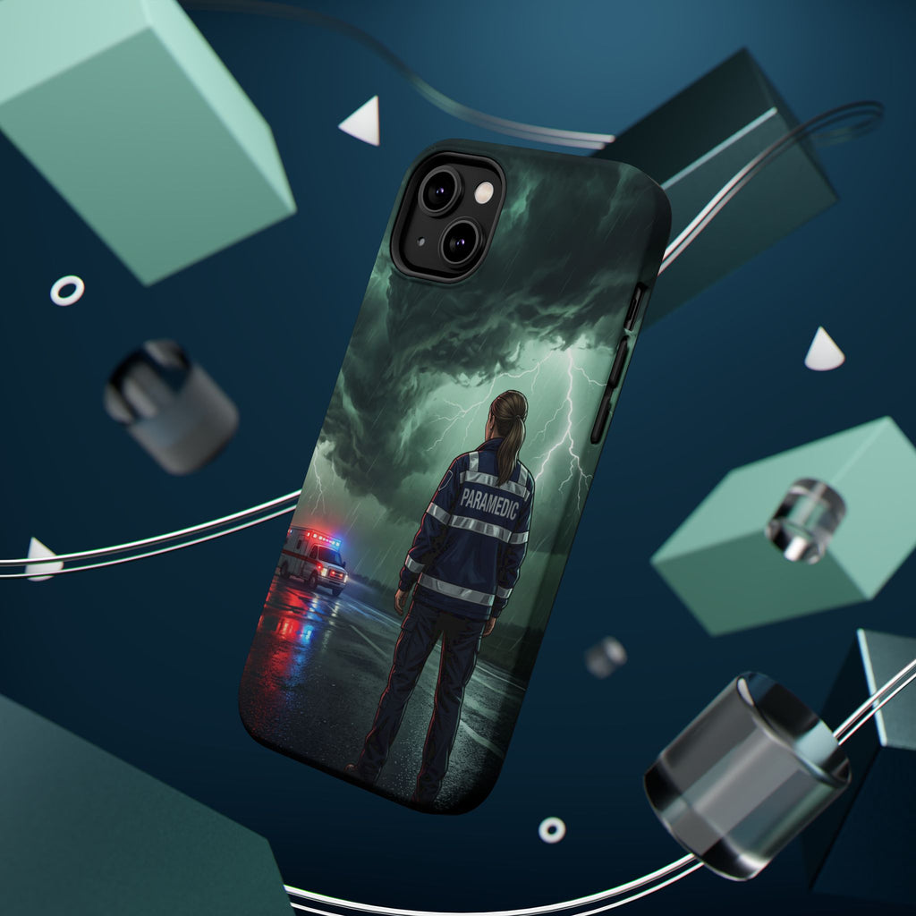 Female Paramedic Green Storm Phone Case — Magnetic Wireless Charging Cover