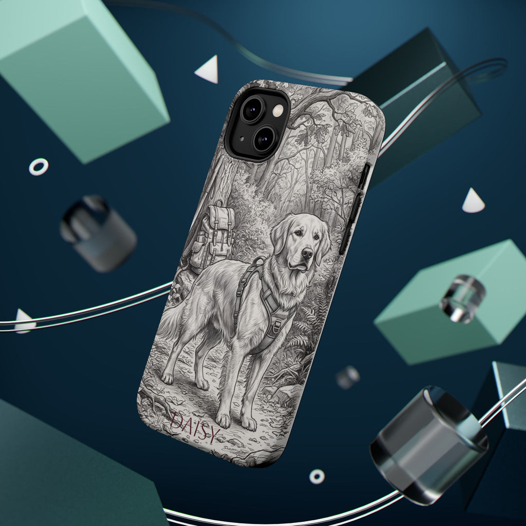 Personalized Golden Retriever Woodland Trail Phone Case — Wireless Charging Cover