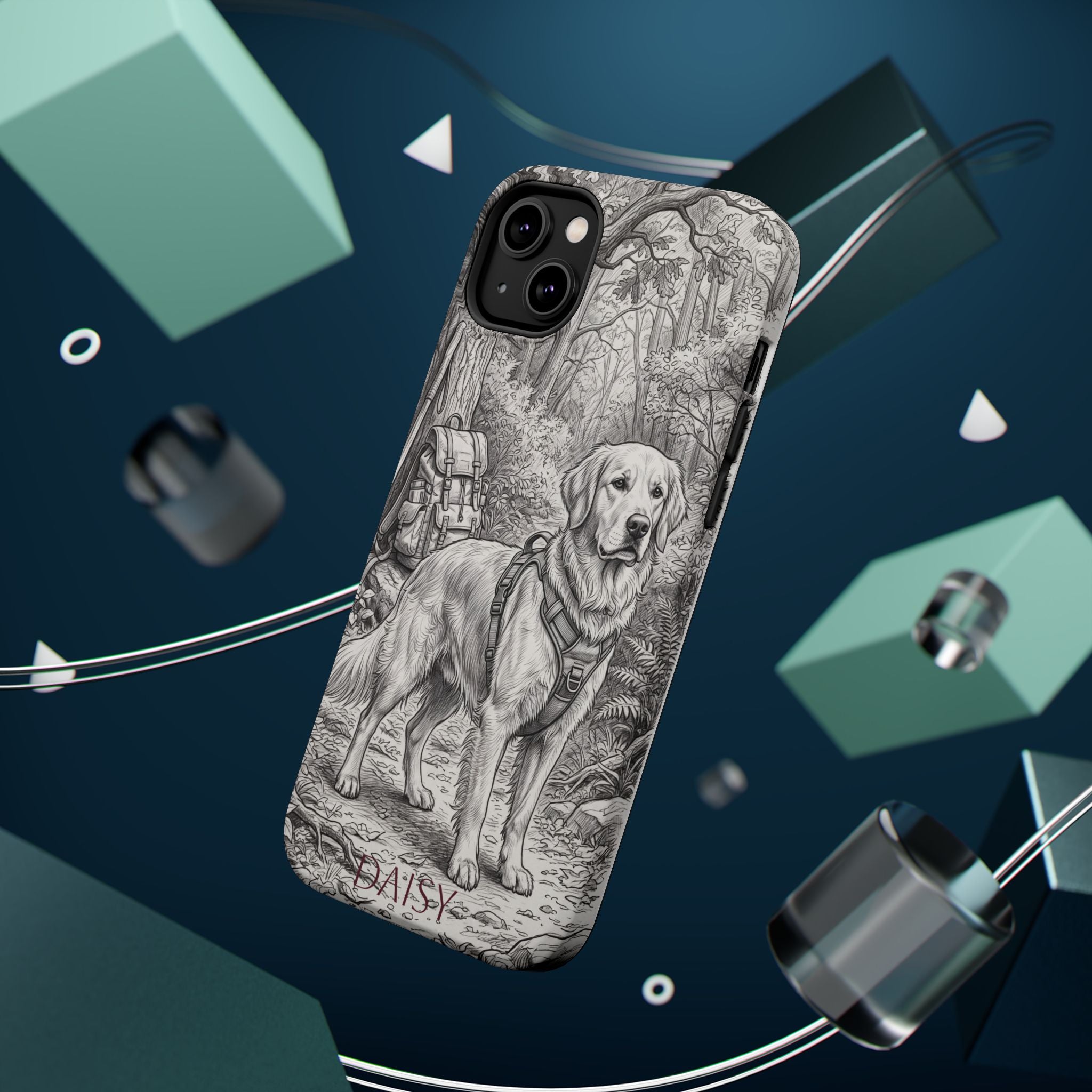 Personalized Golden Retriever Woodland Trail Phone Case — Wireless Charging Cover