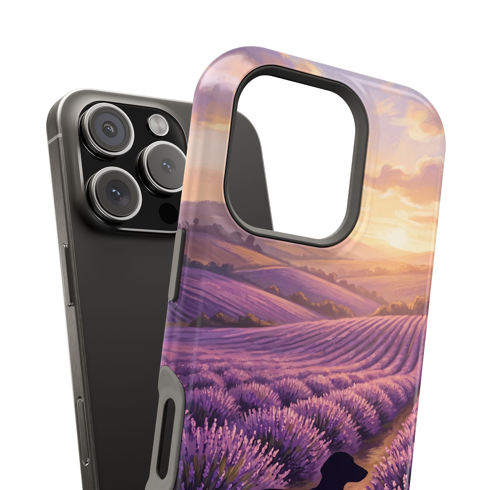 Personalized Dachshund Lavender Field Phone Case — Wireless Charging Cover