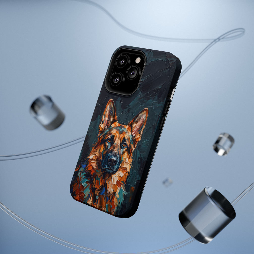 German Shepherd Phone Case | Palette Knife Painting Art — Tough Magnetic Case with Wireless Charging