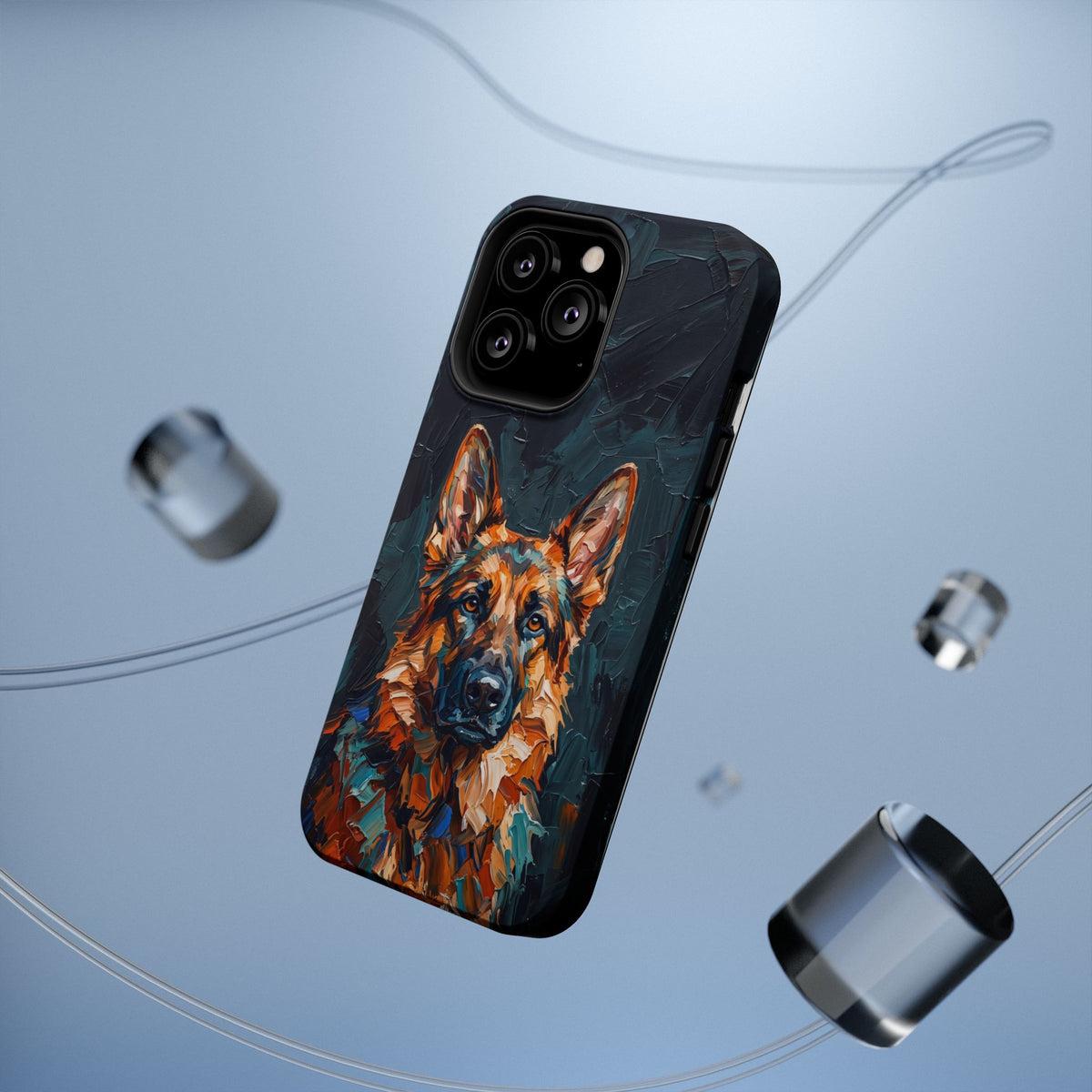 German Shepherd Phone Case | Palette Knife Painting Art — Tough Magnetic Case with Wireless Charging