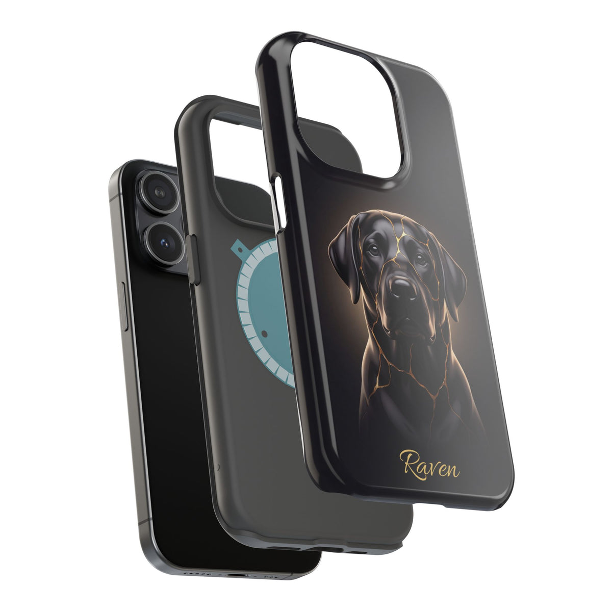 Personalized Obsidian Kintsugi Labrador Phone Case — Tough Magnetic Case with Wireless Charging