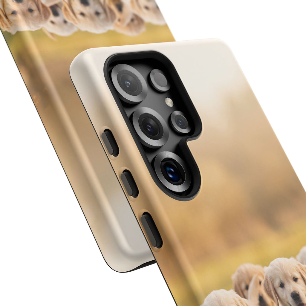 Golden Retriever Puppies Phone Case | Playful Puppy Pack Running in Grass | iPhone & Samsung