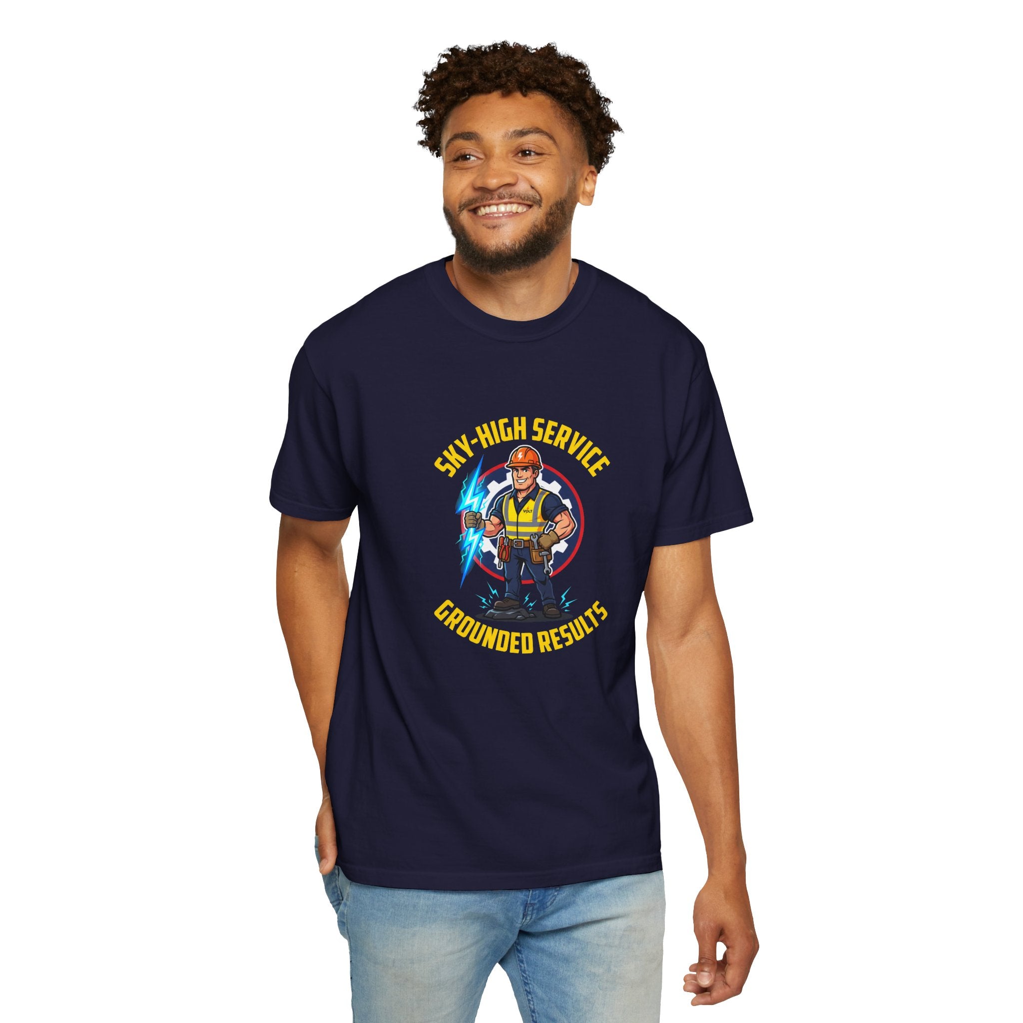 Sky-High Service Grounded Results Electrician T-Shirt