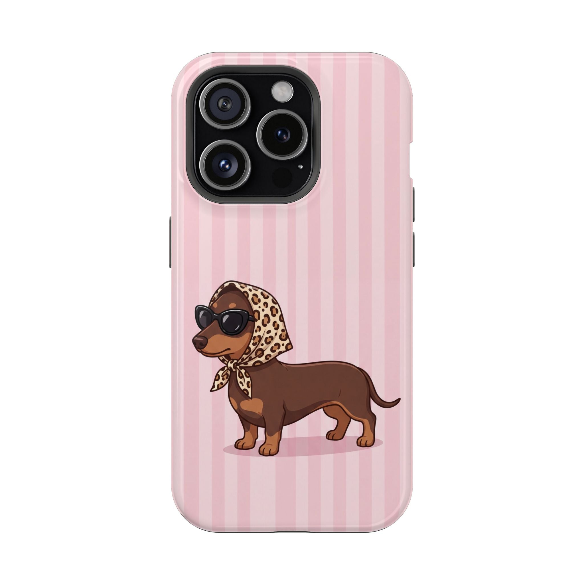 Preppy Dachshund Phone Case — Impact-Resistant Wireless Charging Cover