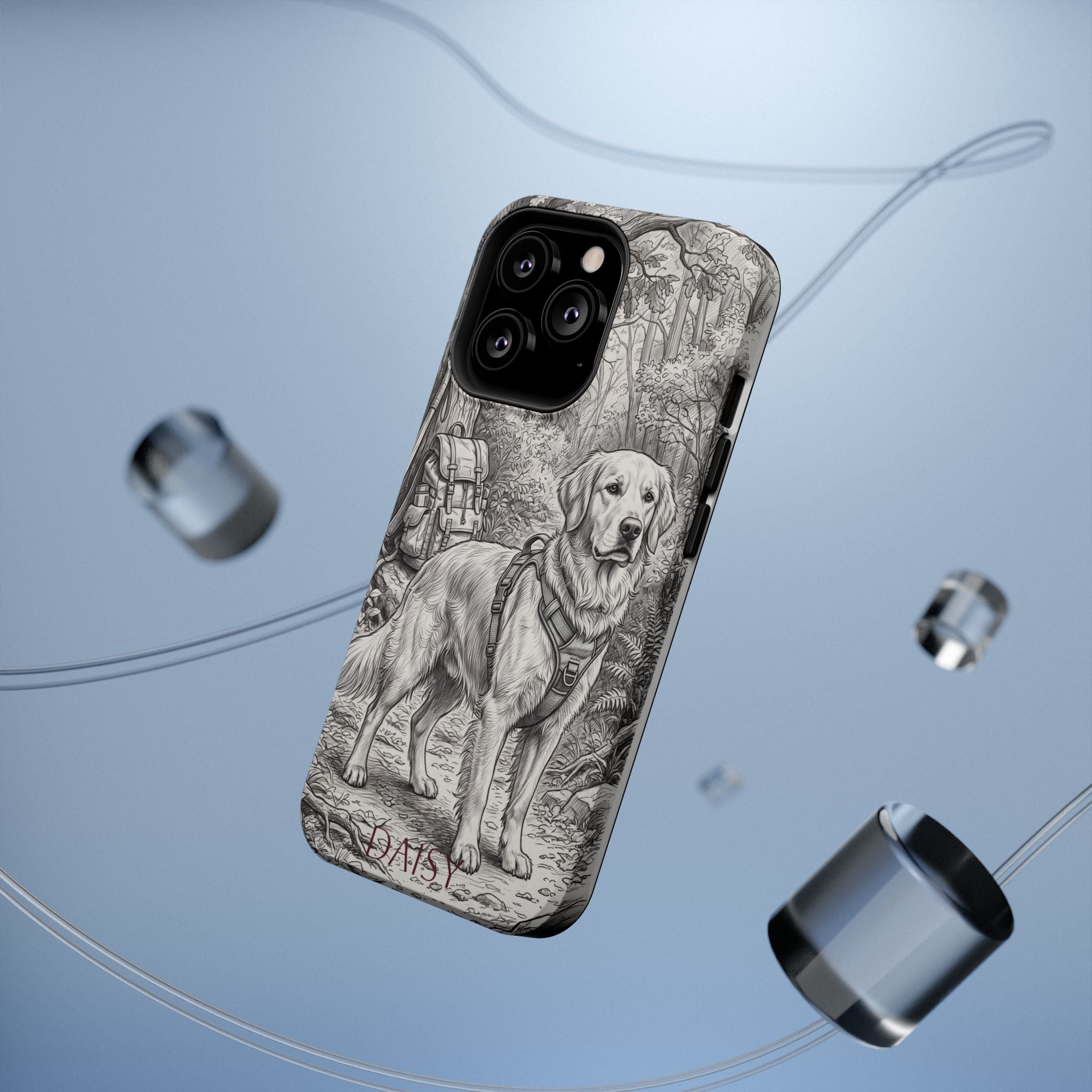 Personalized Golden Retriever Woodland Trail Phone Case — Wireless Charging Cover