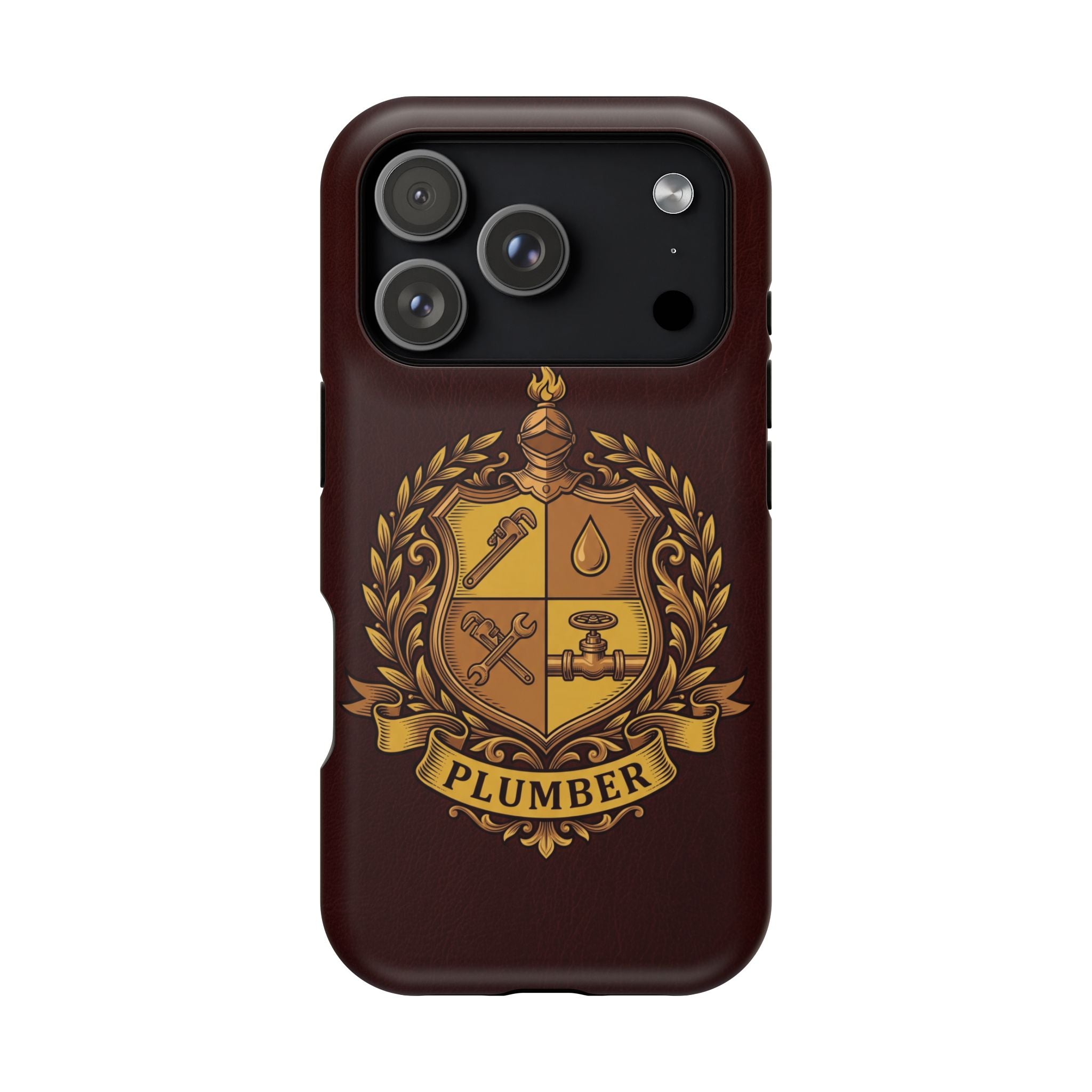 Plumber Crest Phone Case — Heraldic Shield Wireless Charging Cover