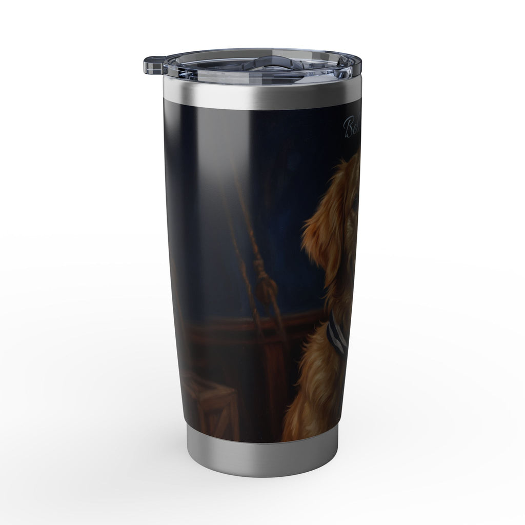 Golden Retriever Tumbler Personalized – 20 oz Stainless Steel Travel Mug with Custom Name, Nautical Sailor Design for Dog Mom